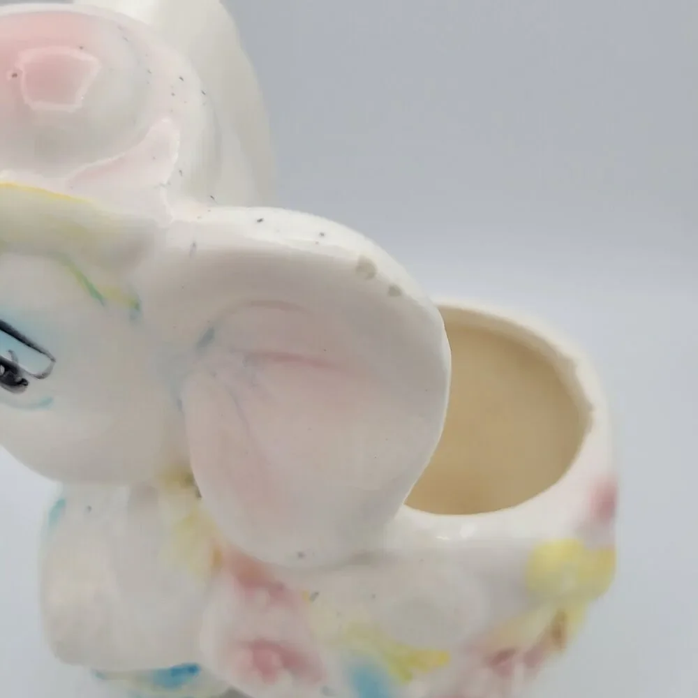 Vintage Pastel Elephant Planter Ceramic Nursery Decor